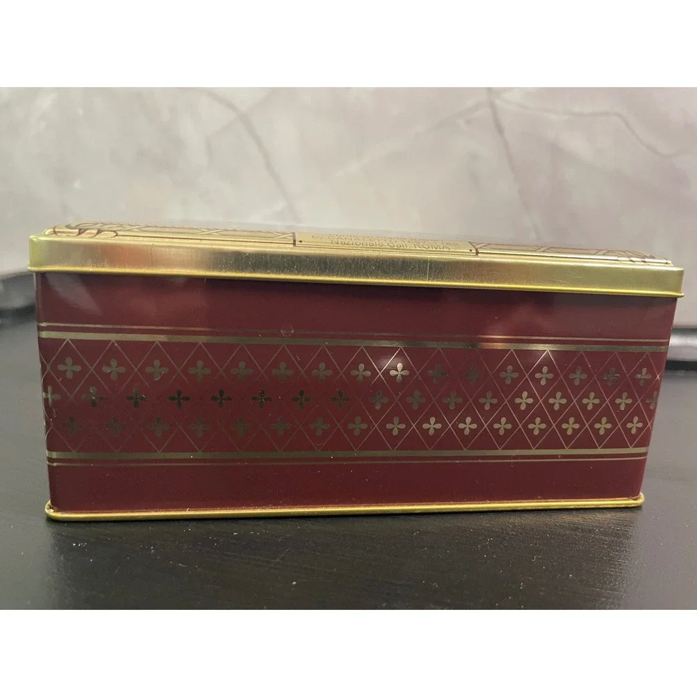 Vintage Canaletto Ponte Di Rialto Venice Art Tin Made in England Canco Burgundy
